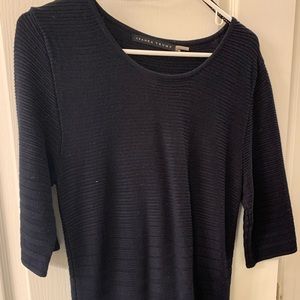 Navy Blue Sweater Dress Flared Skirt Dress